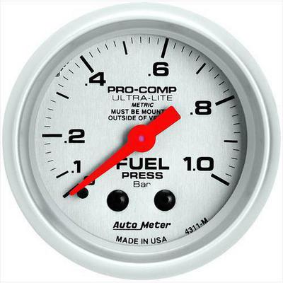 Auto Meter Ultra-Lite Mechanical Metric Unit (Bar) Fuel Pressure Gauge - 4311-M